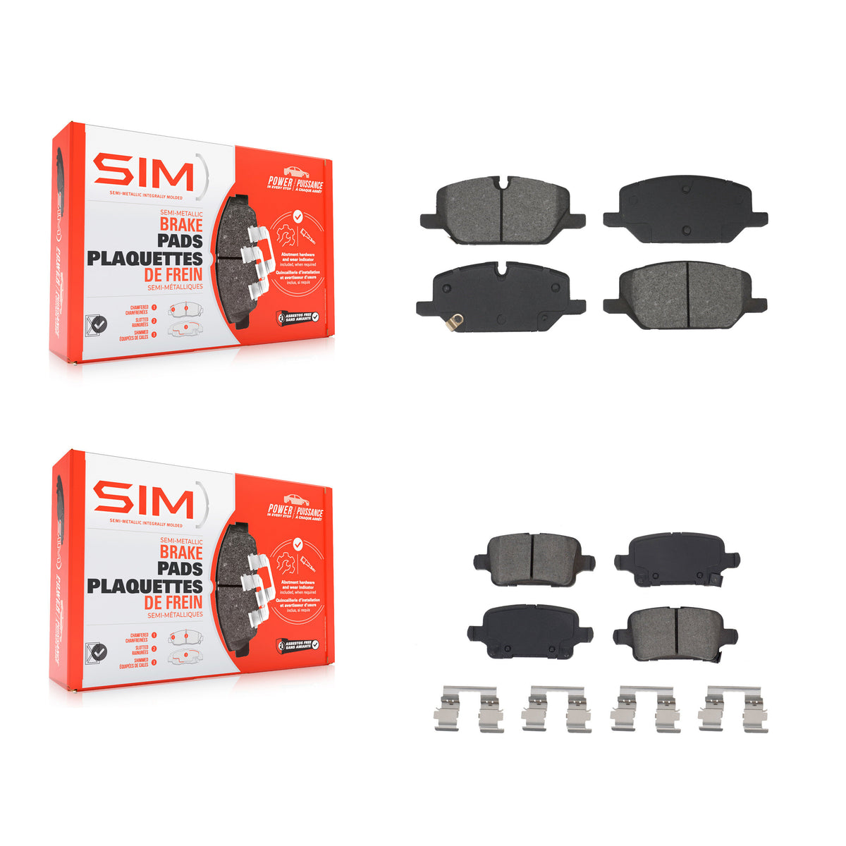 Front Rear Semi-Metallic Brake Pads Kit For 2020 Chevrolet Equinox GMC Terrain KSM-100695