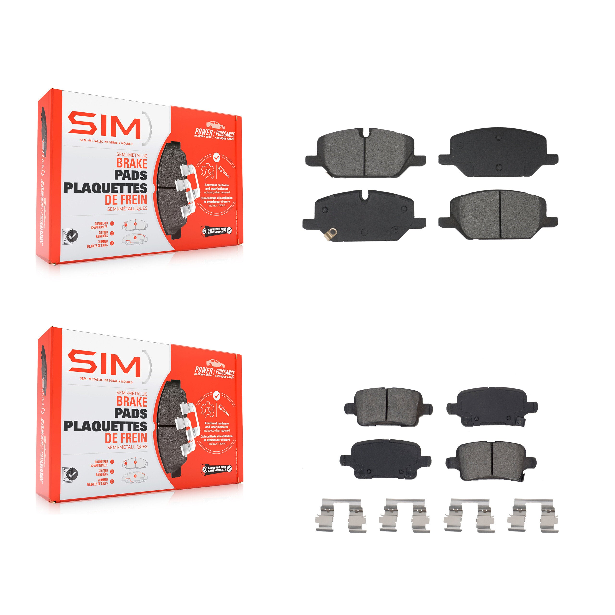 Front Rear Semi-Metallic Brake Pads Kit For 2020 Chevrolet Equinox GMC Terrain KSM-100695