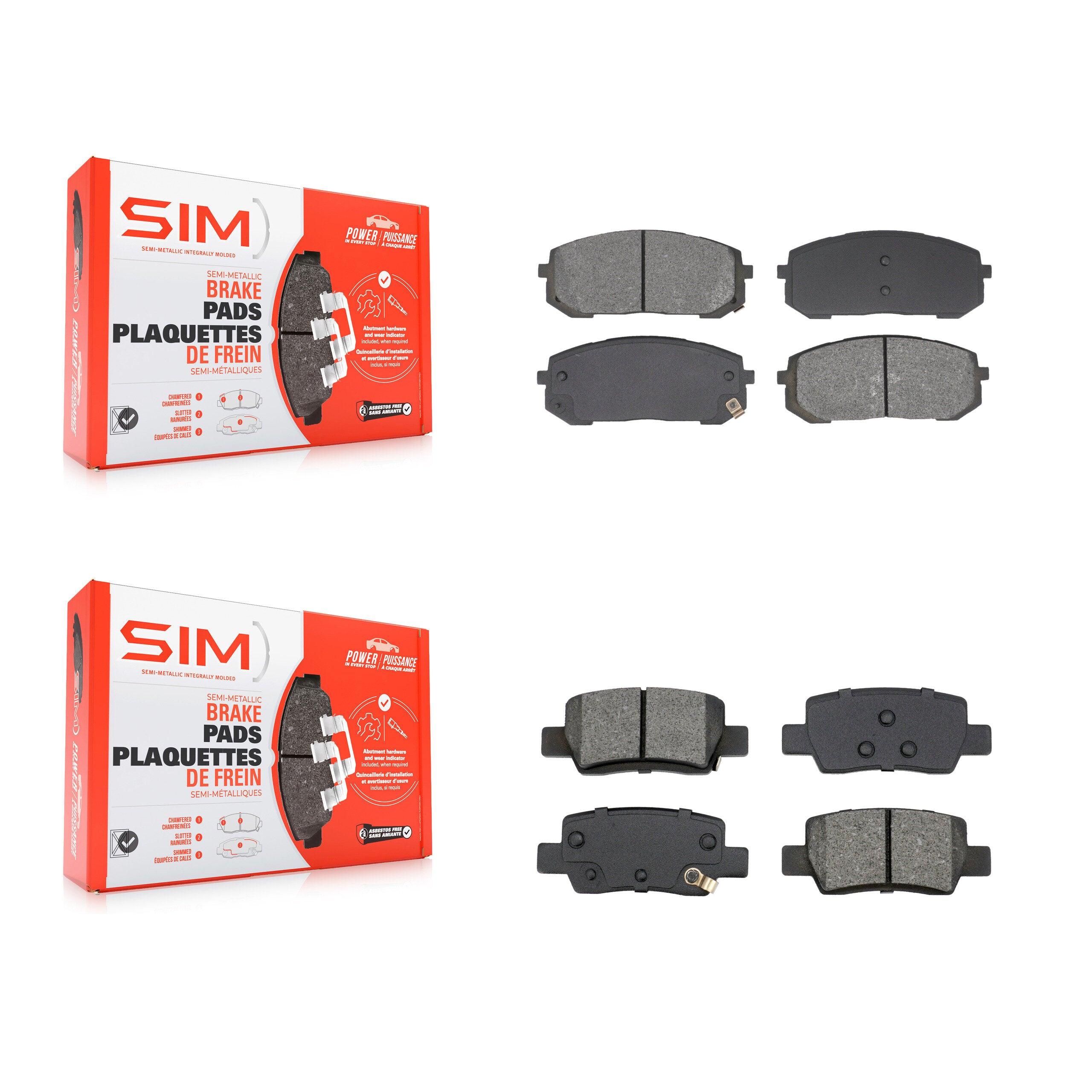 Front Rear Semi-Metallic Brake Pads Kit For Hyundai Elantra With Electric Parking KSM-100700