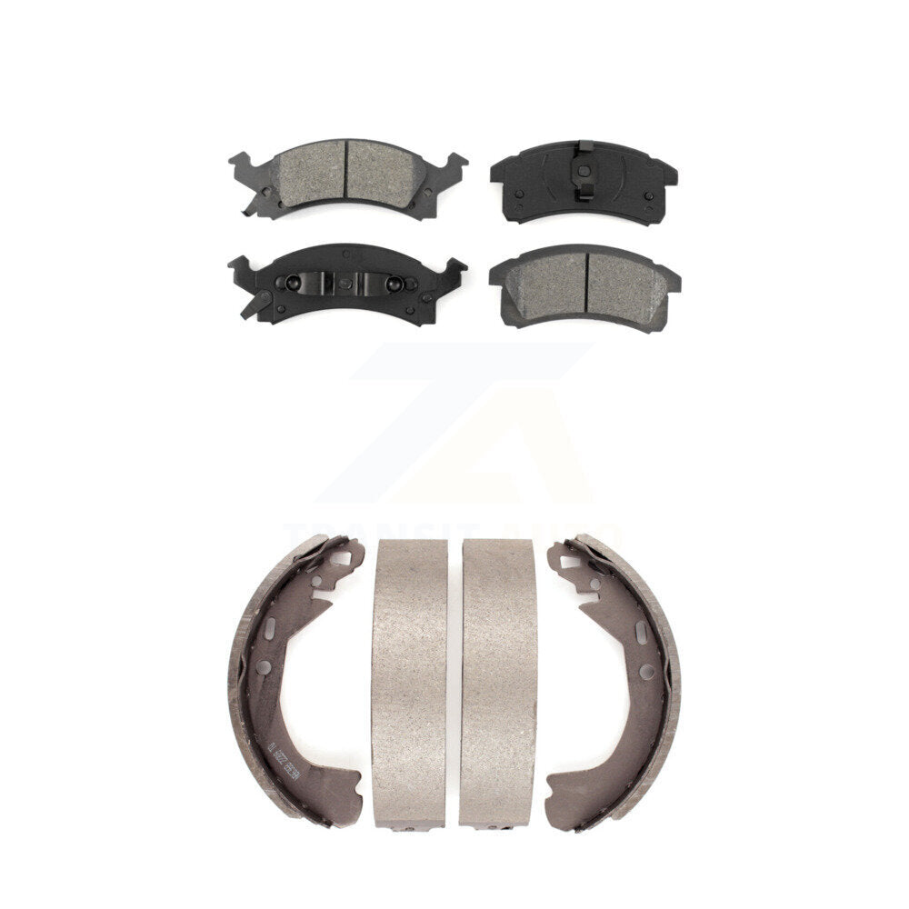 Front Rear Semi-Metallic Brake Pads Drum Shoes Kit For Chevrolet Cavalier Beretta Corsica KSN-100109