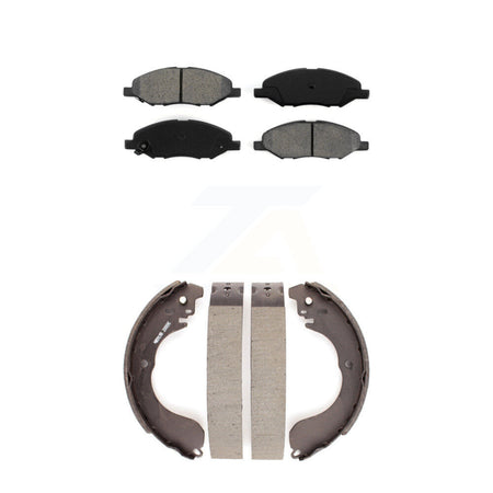 Front Rear Semi-Metallic Brake Pads And Drum Shoes Kit For 2008 Nissan Versa 4-Wheel ABS KSN-100295