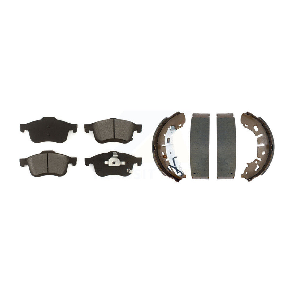 Front Rear Semi-Metallic Brake Pads And Drum Shoes Kit For 2015-2021 Ram ProMaster City KSN-100872