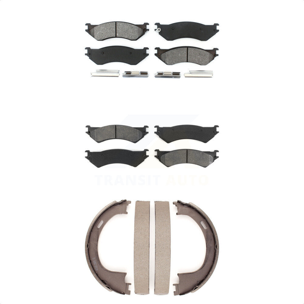 Front Rear Semi-Metallic Brake Pads And Parking Shoes Kit For Ford F-150 Heritage KSN-100877