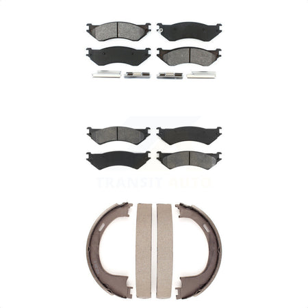 Front Rear Semi-Metallic Brake Pads And Parking Shoes Kit For Ford F-150 Heritage KSN-100877