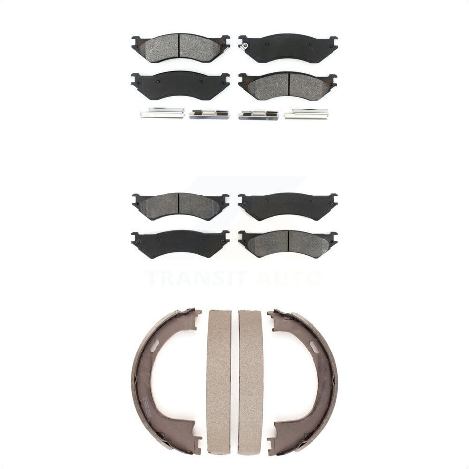 Front Rear Semi-Metallic Brake Pads And Parking Shoes Kit For Ford F-150 Heritage KSN-100877