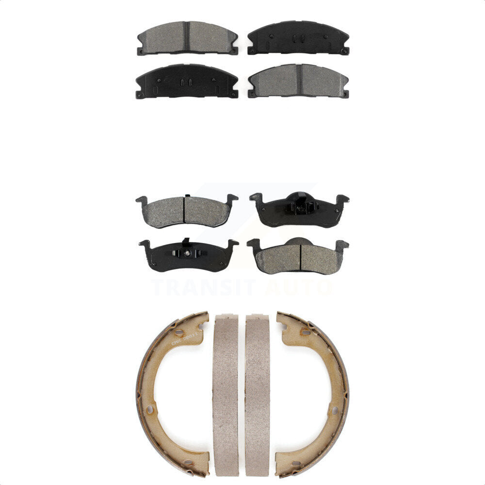 Front Rear Semi-Metallic Brake Pads And Parking Shoes Kit For Lincoln MKT KSN-100889