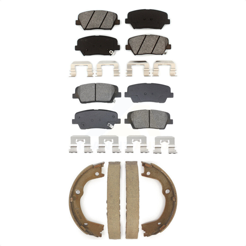 Front Rear Semi-Metallic Brake Pads And Parking Shoe Kit For Hyundai Santa Fe Kia Sorento KSN-100893