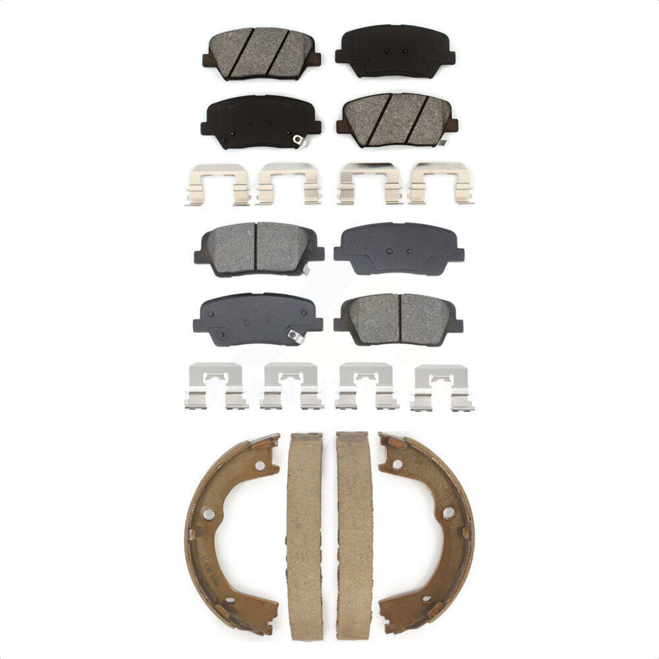 Front Rear Semi-Metallic Brake Pads And Parking Shoe Kit For Hyundai Santa Fe Kia Sorento KSN-100893