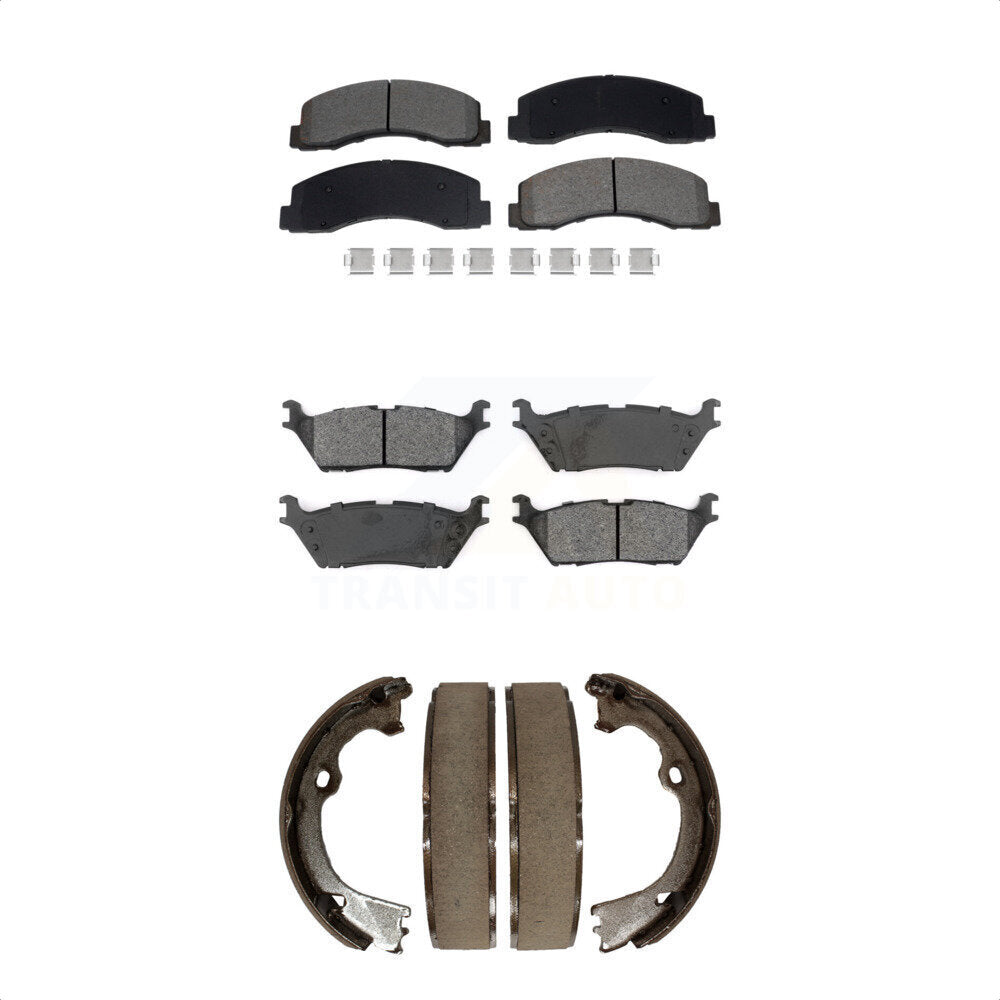 Front Rear Semi-Metallic Brake Pads And Parking Shoes Kit For Ford F-150 KSN-100895