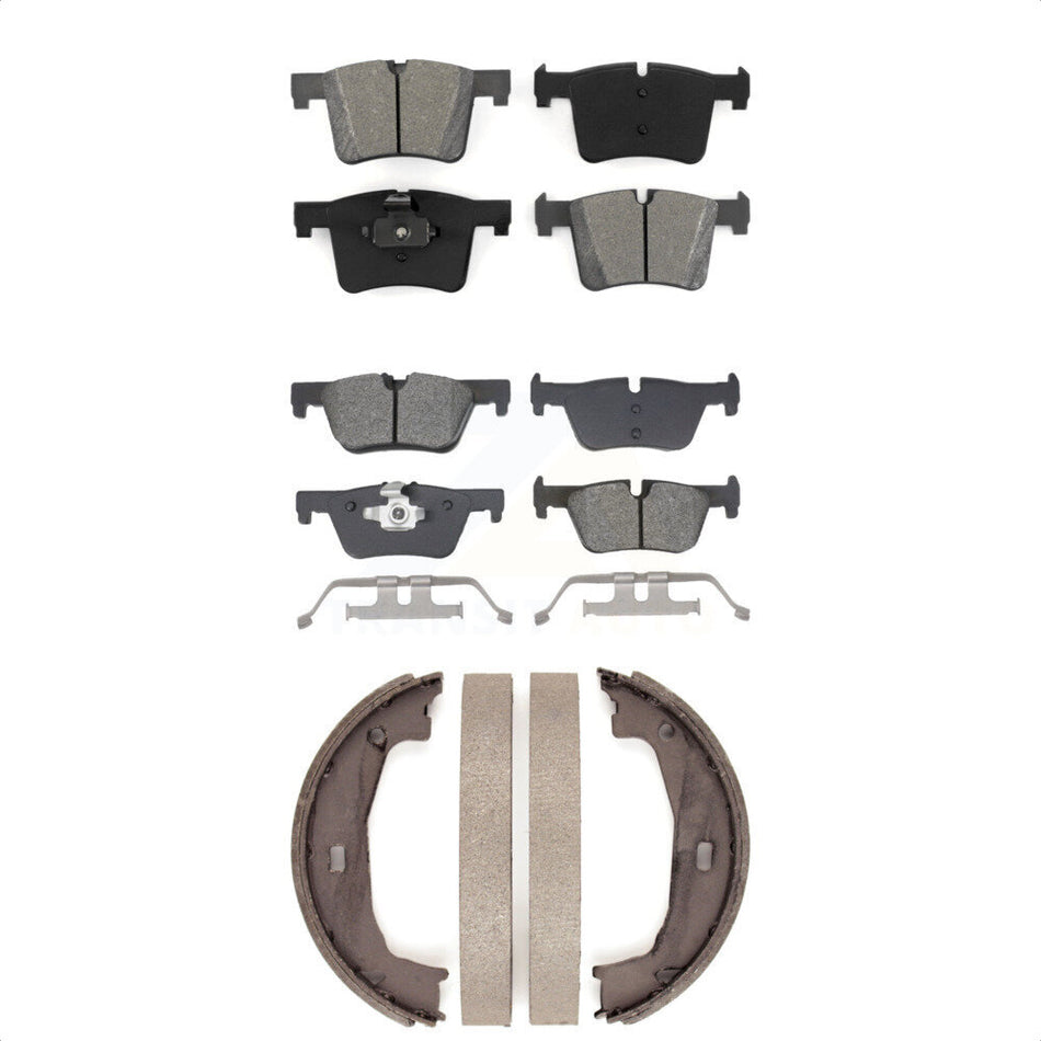 Front Rear Semi-Metallic Brake Pads And Parking Shoes Kit For BMW 320i xDrive 328i 328d KSN-100897