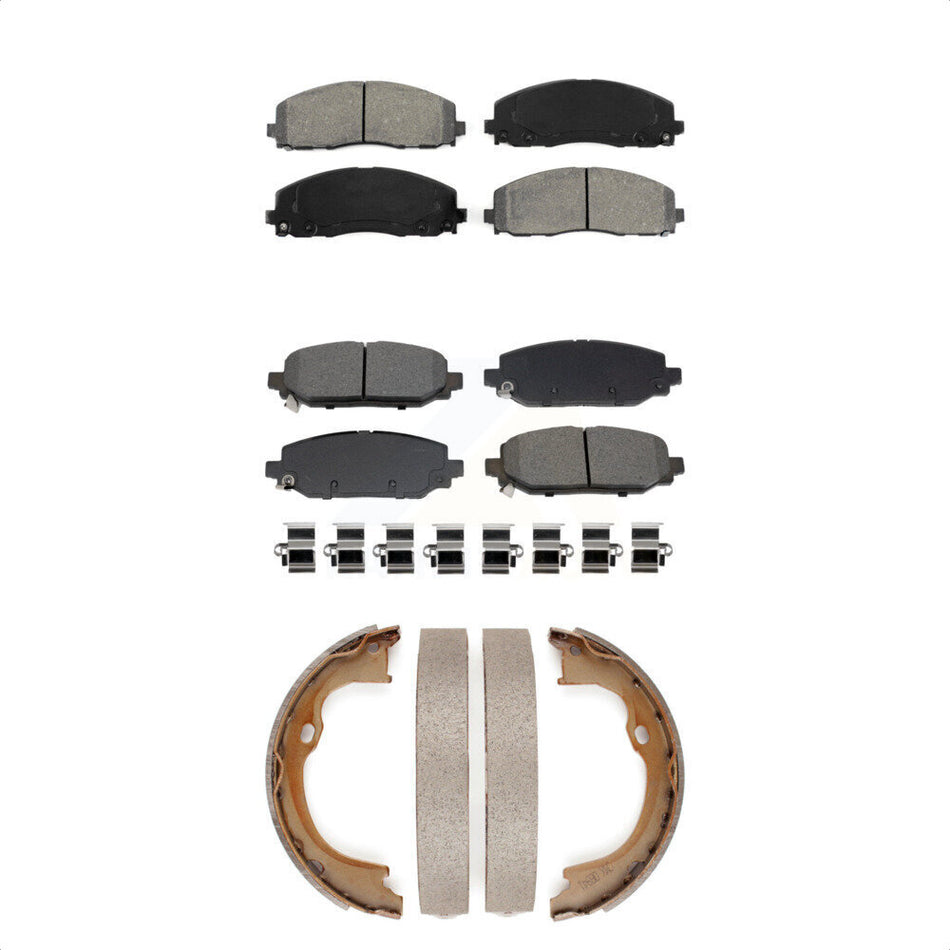 Front Rear Semi-Metallic Brake Pads And Parking Shoes Kit For Jeep Wrangler KSN-100899