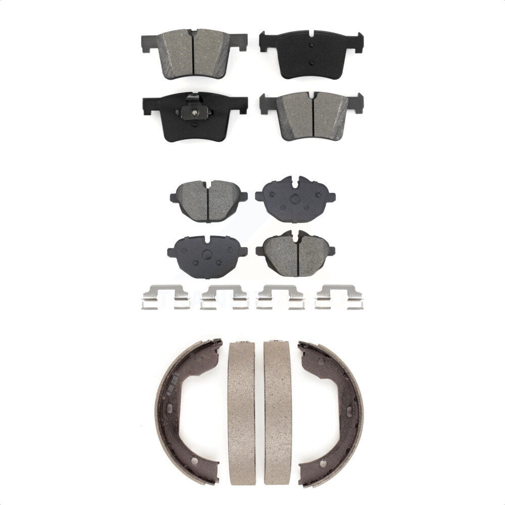 Front Rear Semi-Metallic Brake Pads And Parking Shoes Kit For 2011 BMW X3 xDrive28i KSN-100905