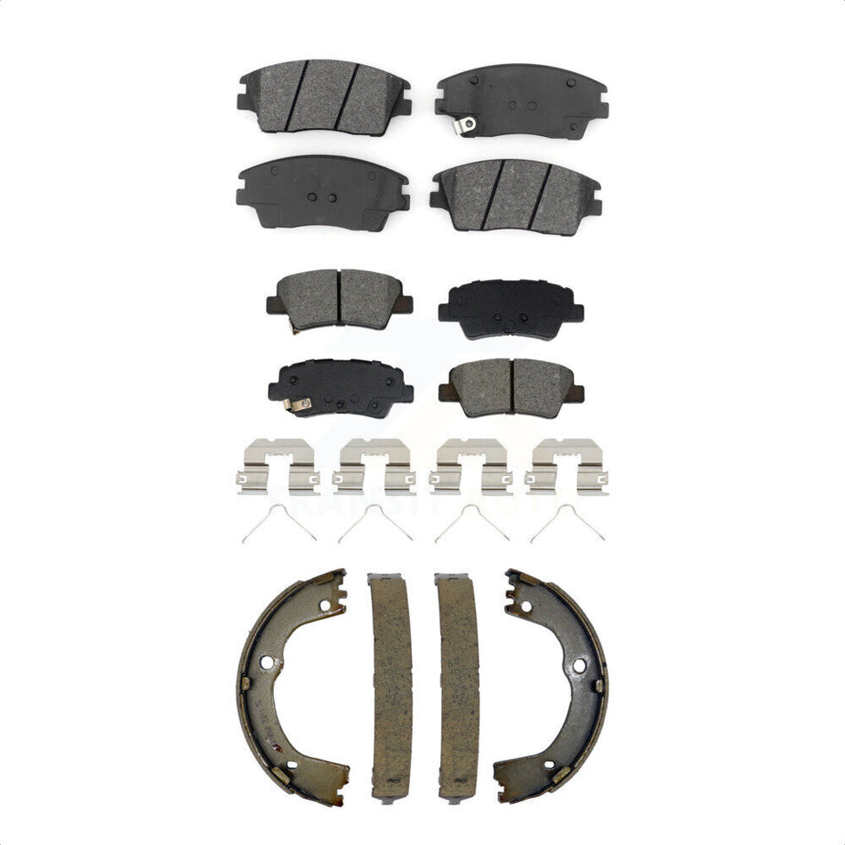 Front Rear Semi-Metallic Brake Pads And Parking Shoes Kit For Kia Sportage Hyundai Tucson KSN-100906
