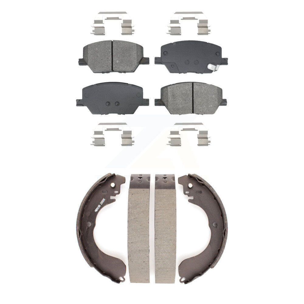 Front Rear Semi-Metallic Brake Pads & Drum Shoes Kit For 2017 Jeep Compass New Body Style KSN-100907