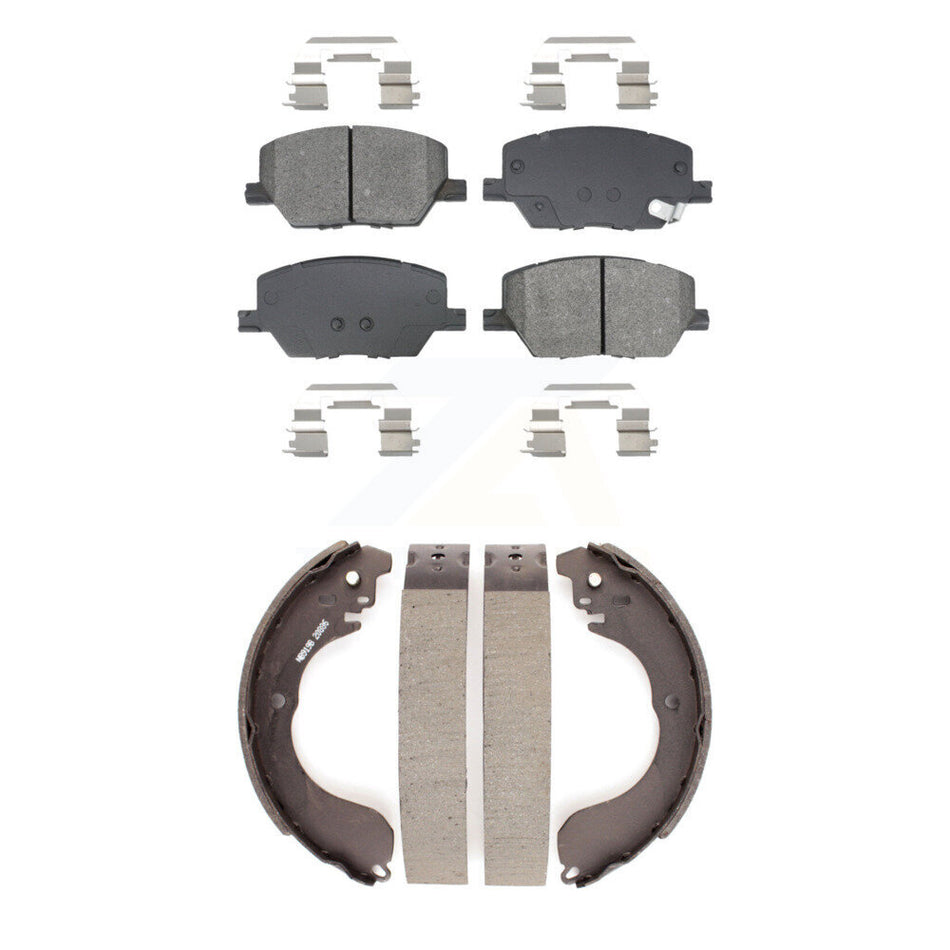Front Rear Semi-Metallic Brake Pads & Drum Shoes Kit For 2017 Jeep Compass New Body Style KSN-100907