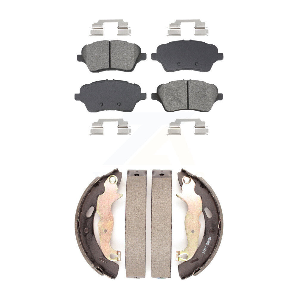 Front Rear Semi-Metallic Brake Pads And Drum Shoes Kit For 2014-2019 Ford Fiesta ST KSN-100911