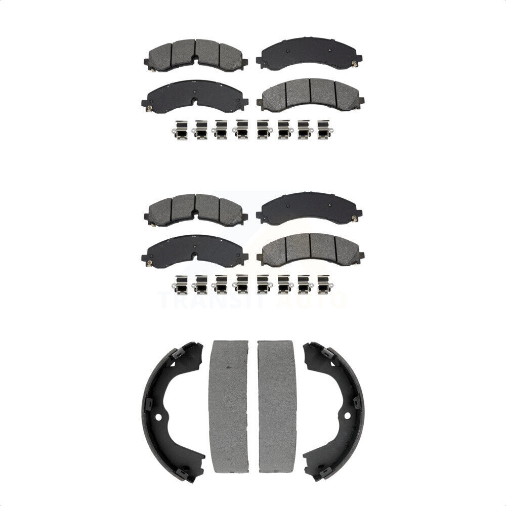 Front Rear Semi-Metallic Brake Pads And Parking Shoe Kit For GMC Chevrolet Sierra 2500 HD KSN-100923