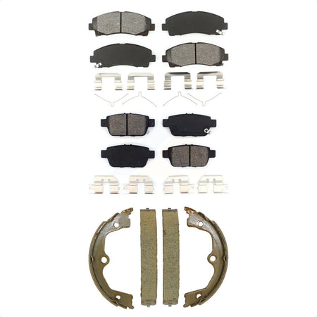 Front Rear Semi-Metallic Brake Pads And Parking Shoes Kit For 2009-2014 Acura TL KSN-100924