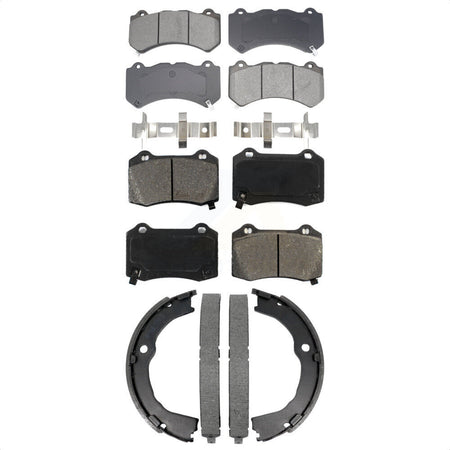 Front Rear Semi-Metallic Brake Pads & Parking Shoes Kit For Chevrolet Camaro Cadillac CTS KSN-100930