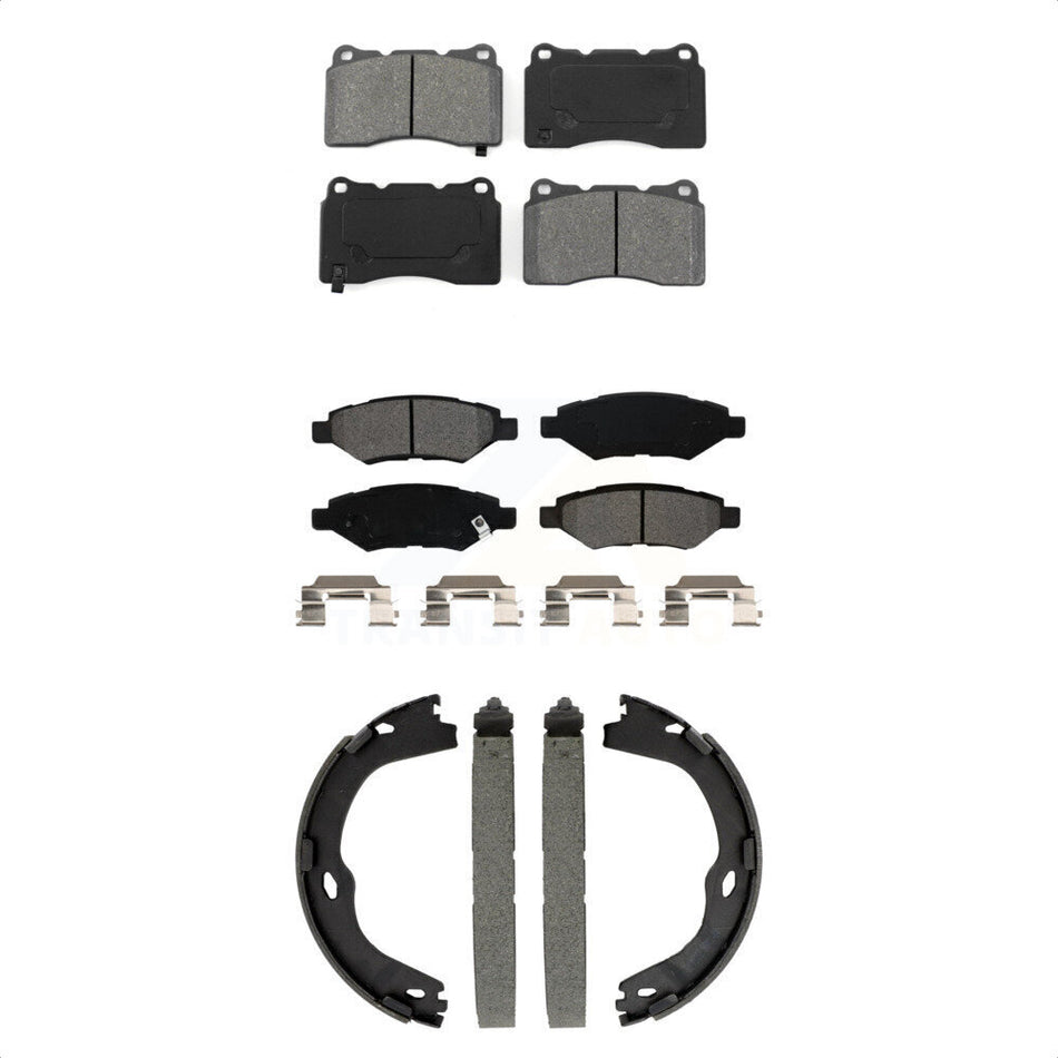 Front Rear Semi-Metallic Brake Pads And Parking Shoes Kit For Cadillac CTS KSN-100932