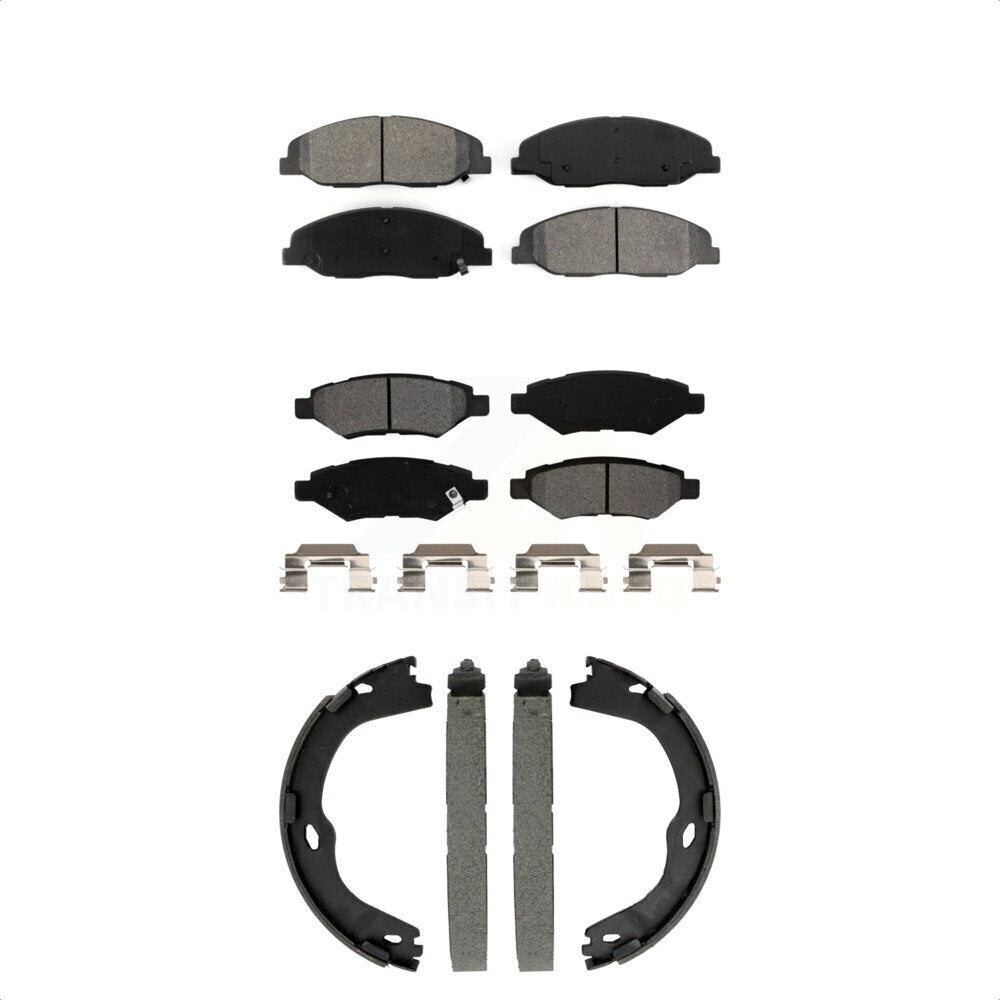 Front Rear Semi-Metallic Brake Pads And Parking Shoes Kit For Cadillac CTS KSN-100933