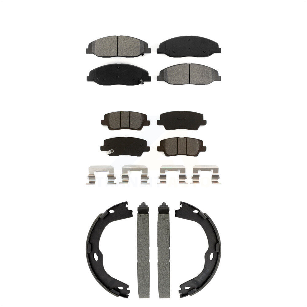 Front Rear Semi-Metallic Brake Pads And Parking Shoes Kit For Cadillac CTS KSN-100934