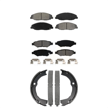 Front Rear Semi-Metallic Brake Pads And Parking Shoes Kit For Cadillac CTS KSN-100936