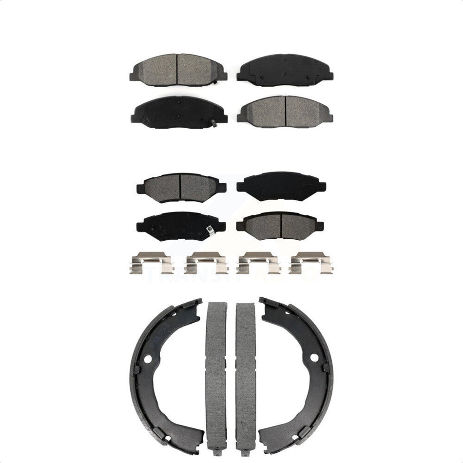 Front Rear Semi-Metallic Brake Pads And Parking Shoes Kit For Cadillac CTS KSN-100936