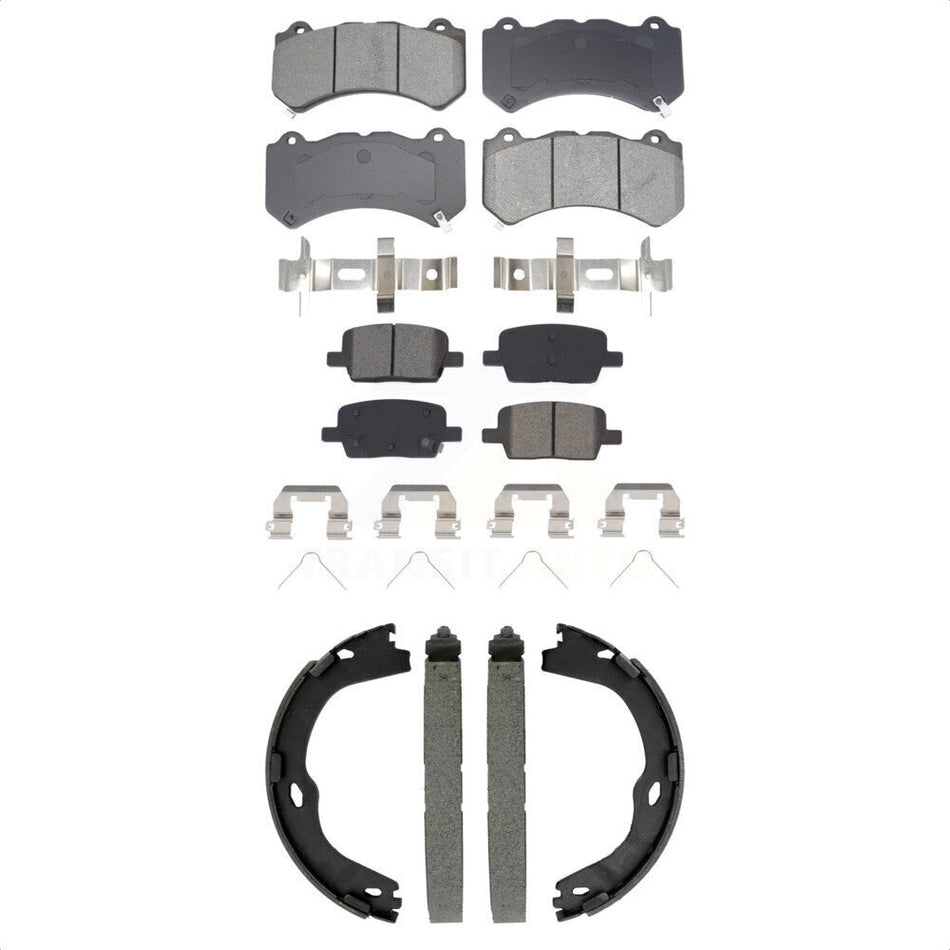 Front Rear Semi-Metallic Brake Pads And Parking Shoes Kit For Chevrolet Camaro KSN-100944