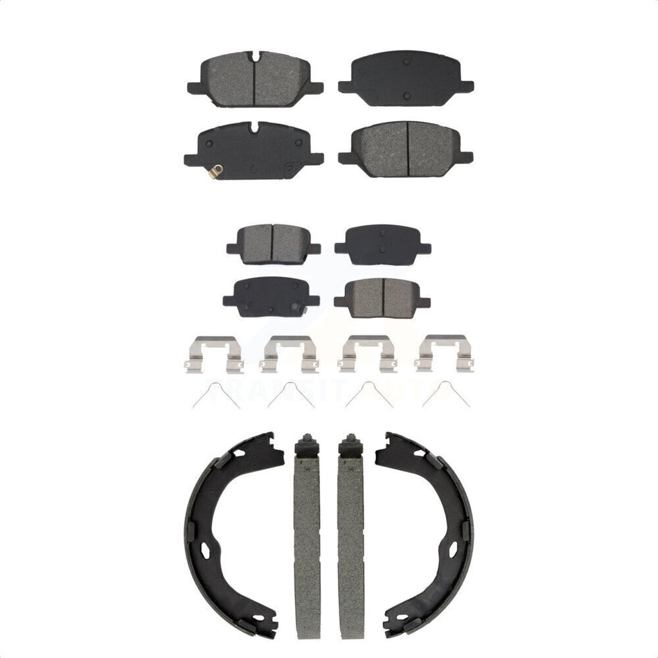 Front Rear Semi-Metallic Brake Pads And Parking Shoes Kit For Chevrolet Camaro KSN-100945