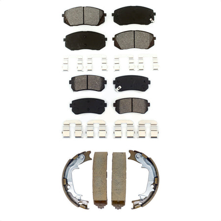 Front Rear Semi-Metallic Brake Pads Parking Shoes Kit For Hyundai Tucson Kia Sportage AWD KSN-100946