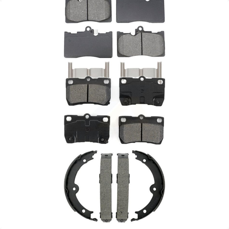 Front Rear Semi-Metallic Brake Pads & Parking Shoe Kit For Lexus IS350 GS350 GS450h GS430 KSN-100950