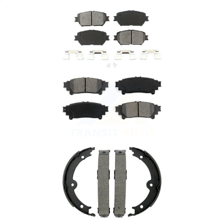 Front Rear Semi-Metallic Brake Pads And Parking Shoe Kit For 2014 Lexus IS250 C F Sport KSN-100952