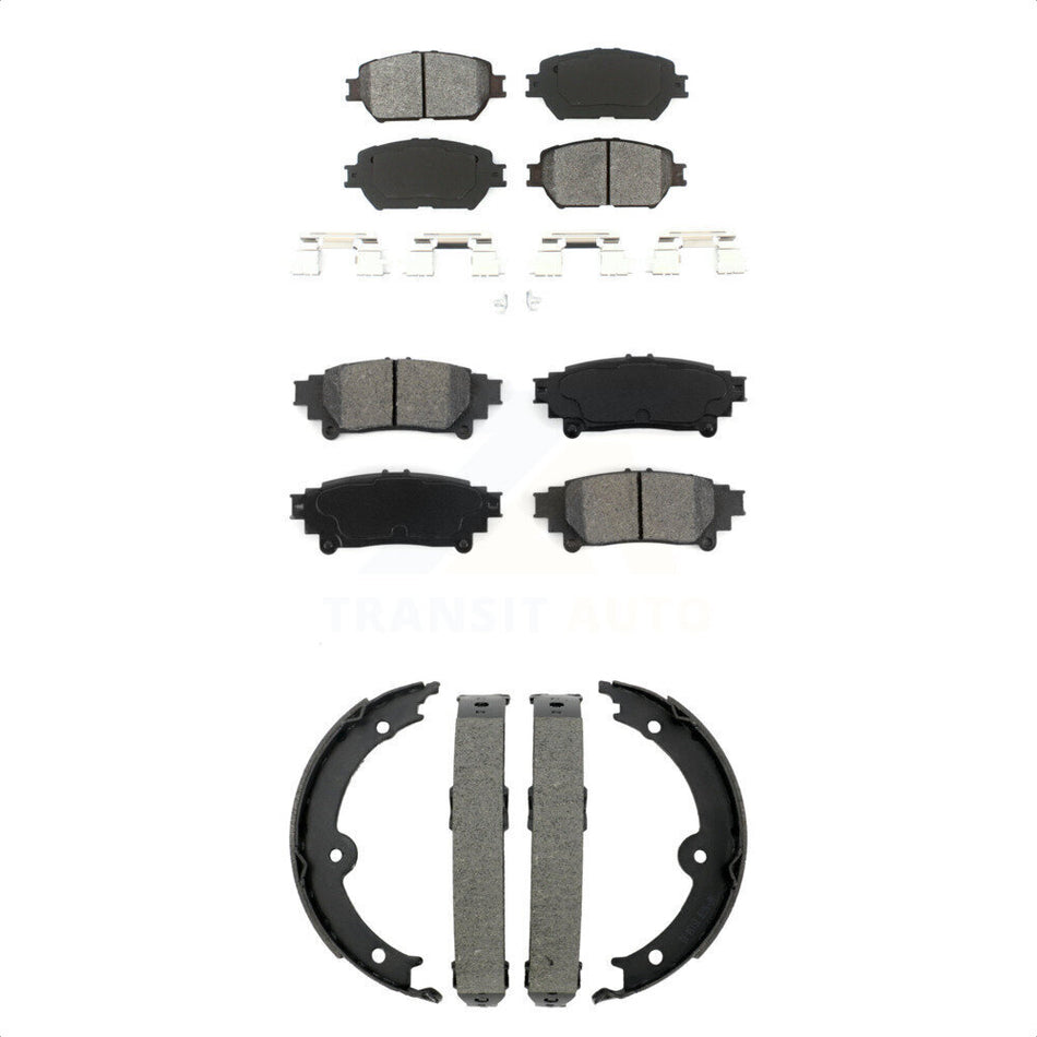 Front Rear Semi-Metallic Brake Pads And Parking Shoe Kit For 2014 Lexus IS250 C F Sport KSN-100952