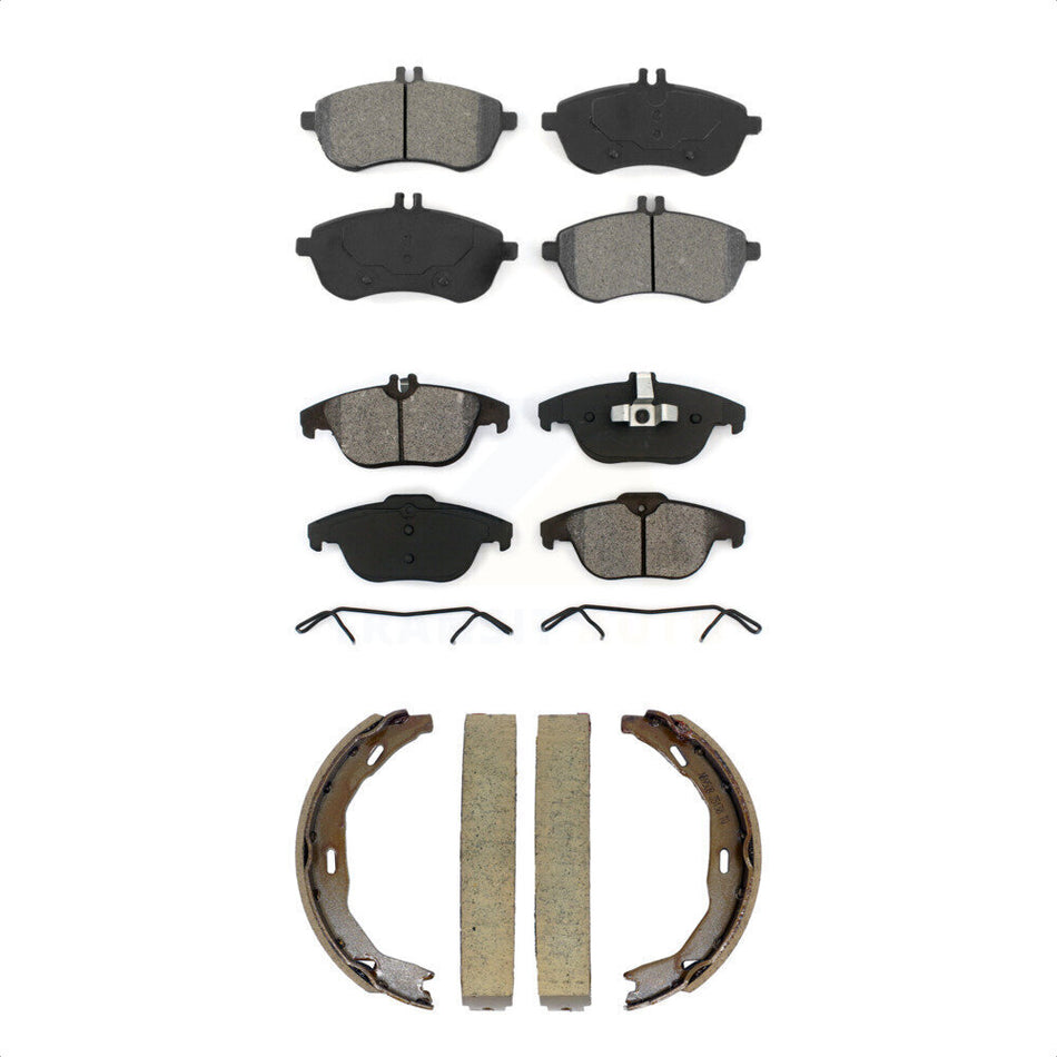 Front Rear Semi-Metallic Brake Pads And Parking Shoe Kit For Mercedes-Benz C300 C250 C230 KSN-100961