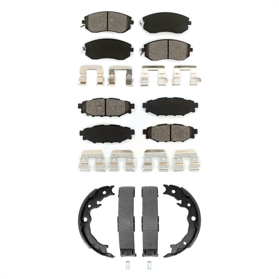Front Rear Semi-Metallic Brake Pads And Parking Shoes Kit For Subaru Forester Impreza XV KSN-100964