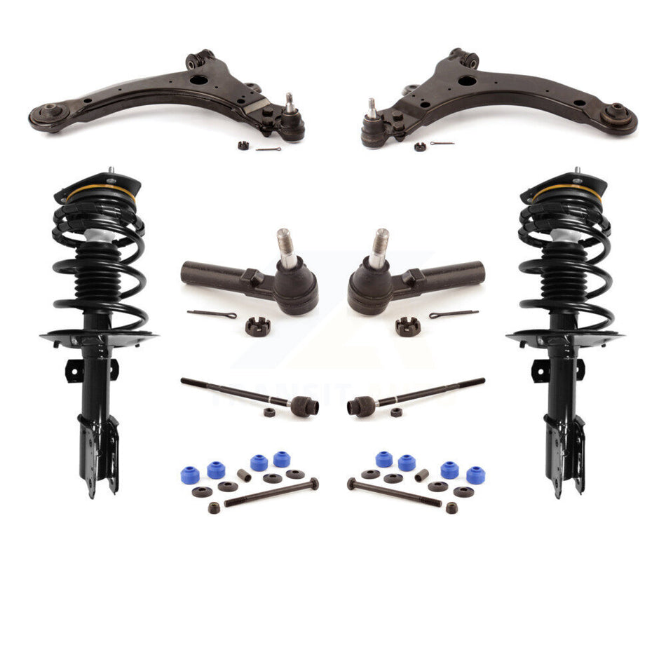 Front Control Arms Assembly And Complete Shock Tie Rods Link Sway Bar Suspension Kit (10Pc) For 2004-2008 Pontiac Grand Prix With 34mm Diameter KSS-103940