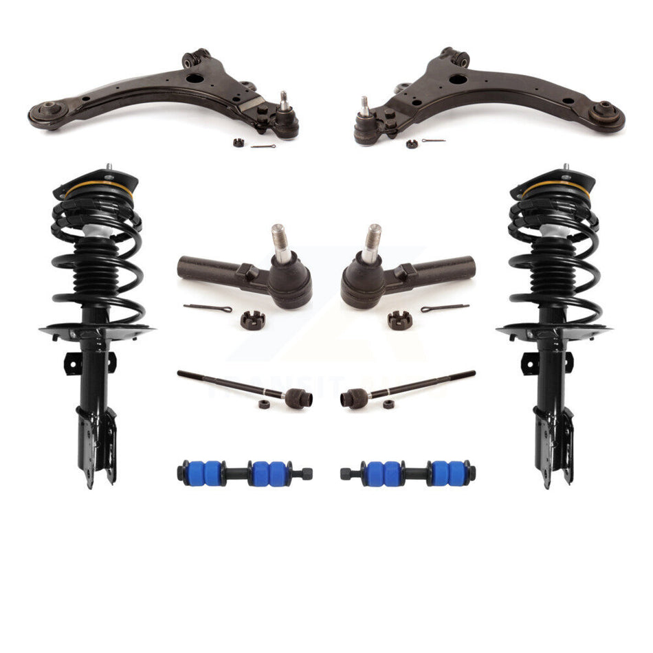 Front Control Arms Assembly And Complete Shock Tie Rods Link Sway Bar Suspension Kit (10Pc) For 2004-2008 Pontiac Grand Prix With 34mm Diameter KSS-103940