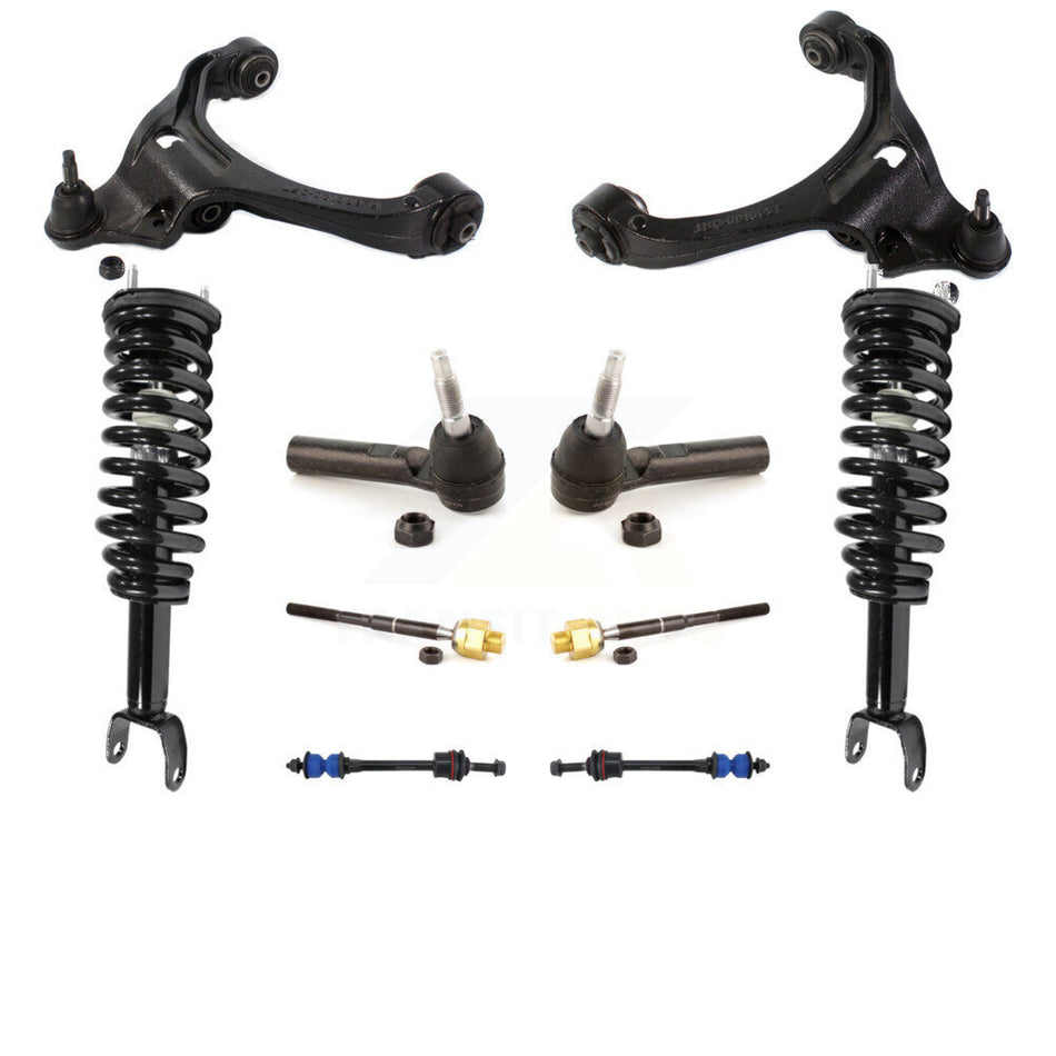 Front Control Arms Assembly And Complete Shock Tie Rods Link Sway Bar Suspension Kit (10Pc) For Dodge Dakota Mitsubishi Raider Excludes Rear Wheel Drive TRX Lift Kits 4WD KSS-103949
