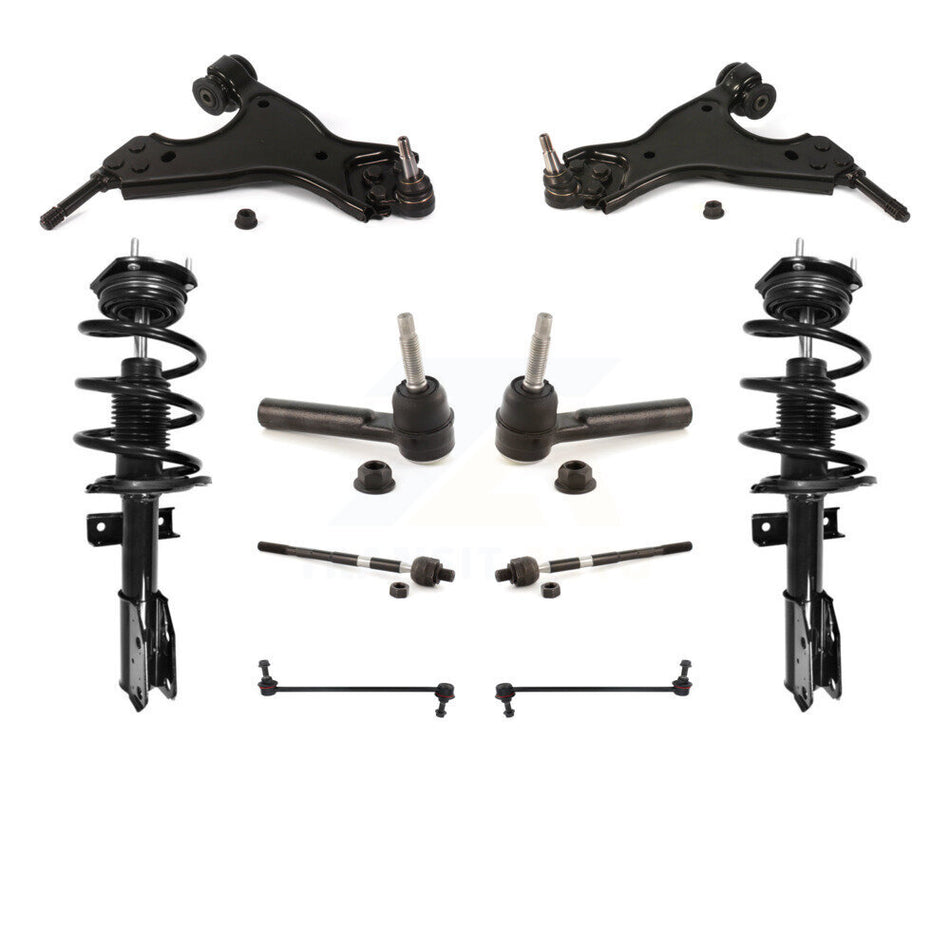 Front Control Arms Assembly And Complete Shock Tie Rods Link Sway Bar Suspension Kit (10Pc) For GMC Acadia Chevrolet Traverse Buick Enclave Saturn Outlook KSS-103956