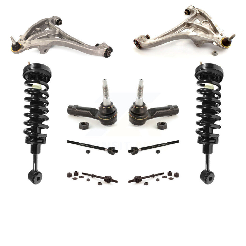 Front Control Arms Assembly And Complete Shock Tie Rods Link Sway Bar Suspension Kit (10Pc) For Ford F-150 Lincoln Mark LT 4WD KSS-103957