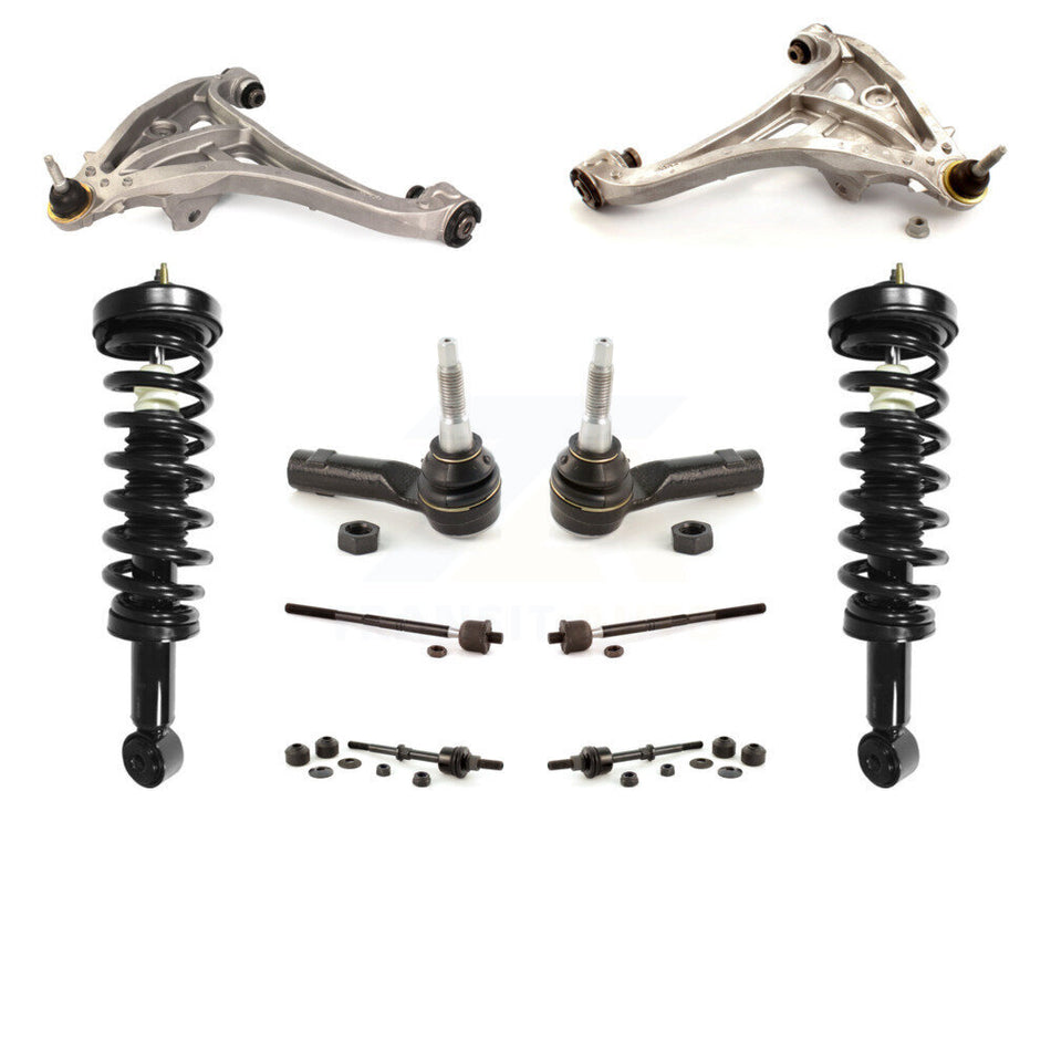 Front Control Arms Assembly And Complete Shock Tie Rods Link Sway Bar Suspension Kit (10Pc) For 2006-2008 Ford F-150 Lincoln Mark LT RWD KSS-103958