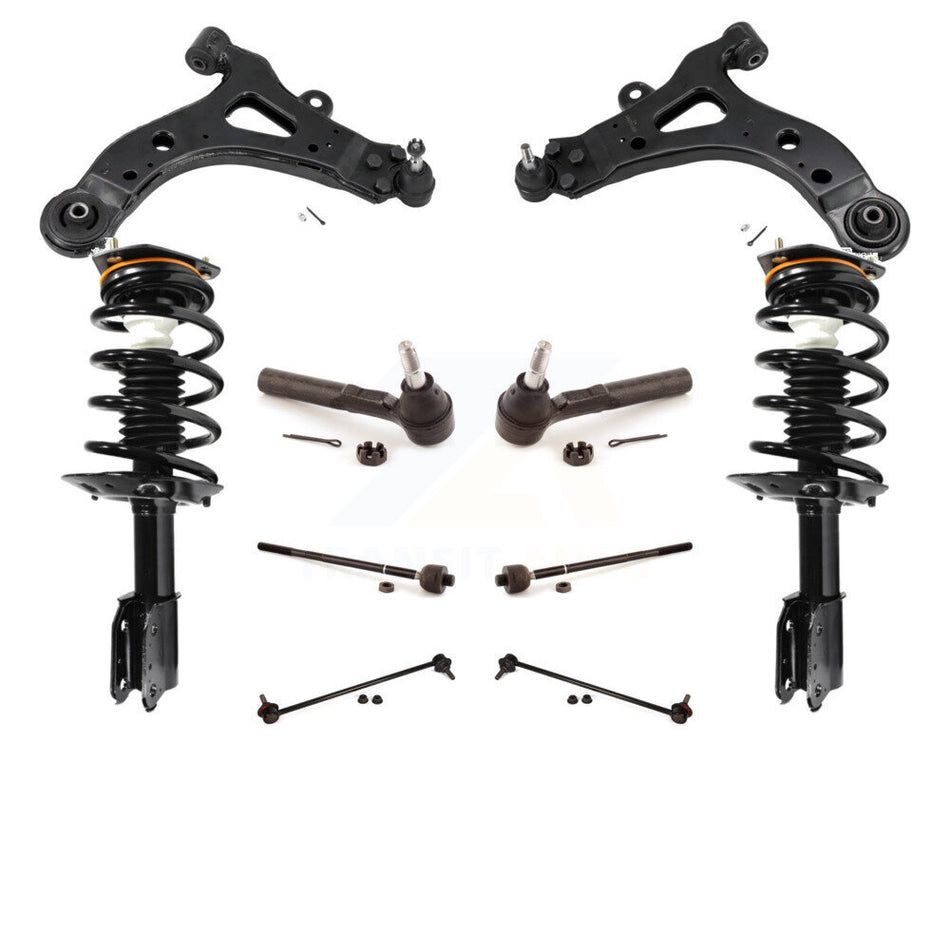Front Control Arms Assembly And Complete Shock Tie Rods Link Sway Bar Suspension Kit (10Pc) For 2005 Pontiac Montana SV6 with FWD Without Mounting Tab KSS-103986