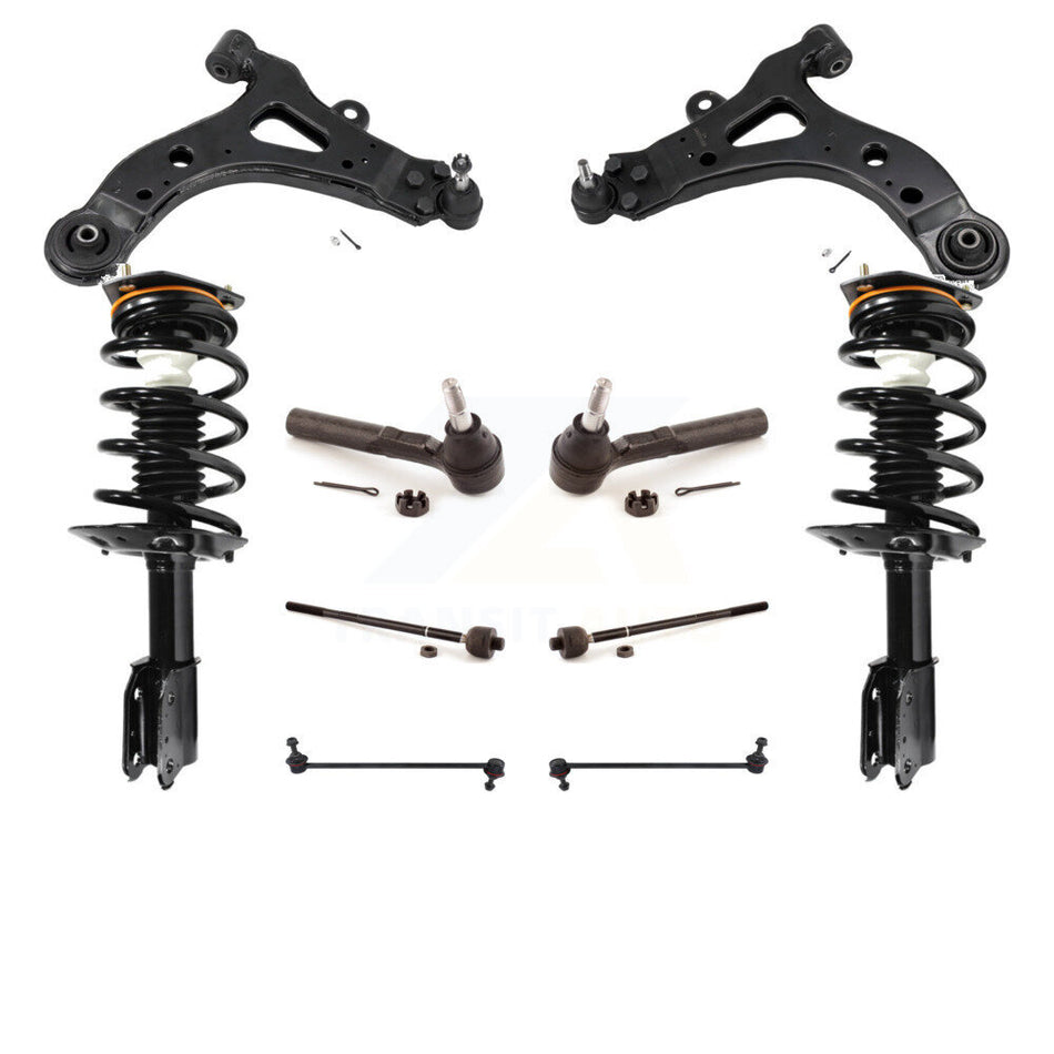 Front Control Arms Assembly And Complete Shock Tie Rods Link Sway Bar Suspension Kit (10Pc) For 2005 Pontiac Montana SV6 with FWD Without Mounting Tab KSS-103986