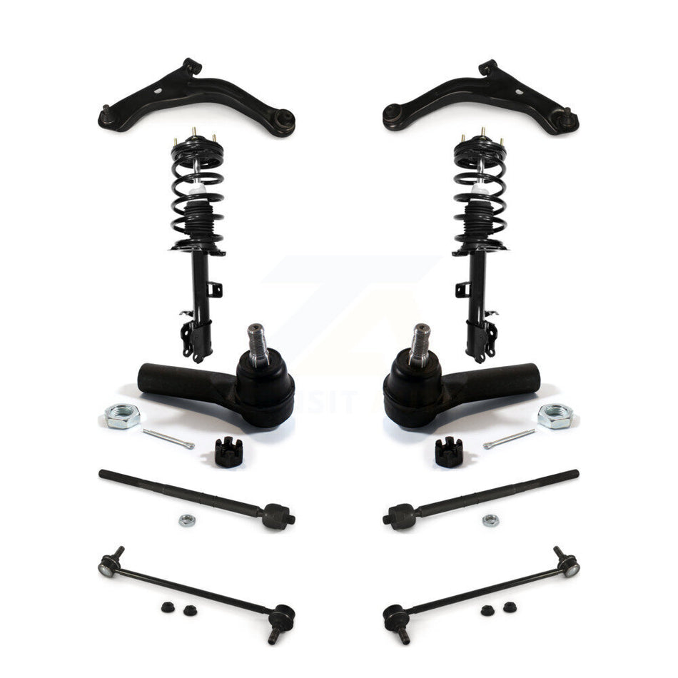 Front Control Arms Assembly And Complete Shock Tie Rods Link Sway Bar Suspension Kit (10Pc) For 2008-2009 Mazda Tribute With 16mm Diameter Thread At Outer End KSS-103990