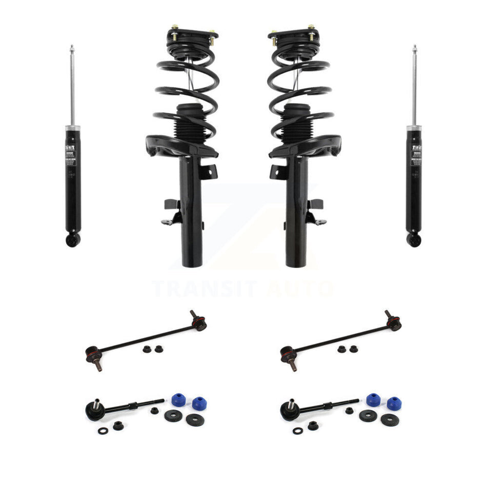 Front Rear Complete Strut Shock & TOR Bar Link Kit (8Pc) For 2013-2018 Ford Focus ST KSS-107741