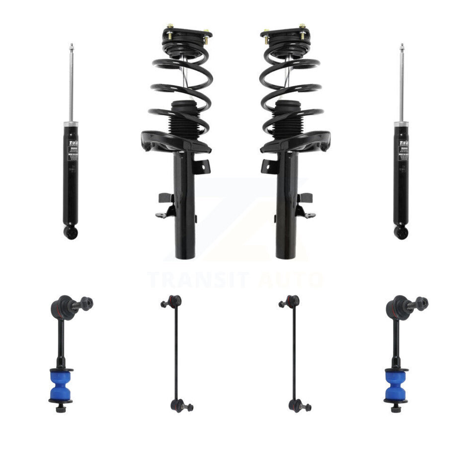Front Rear Complete Strut Shock & TOR Bar Link Kit (8Pc) For 2013-2018 Ford Focus ST KSS-107741
