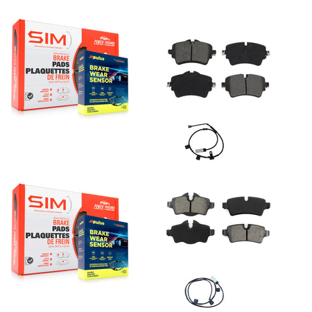 Front Rear Semi-Metallic Disc Brake Pads And Wear Sensors Kit For 2015 Mini Cooper 1.6L KSW-100001