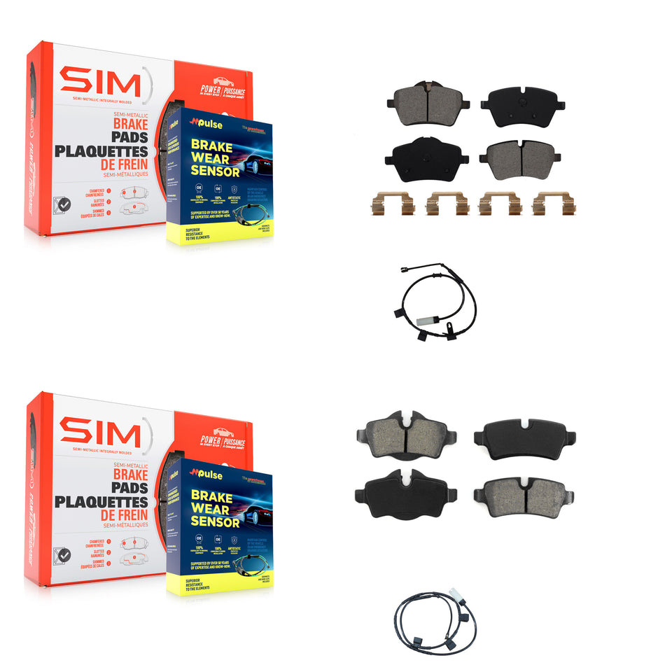 Front Rear Semi-Metallic Disc Brake Pads And Wear Sensors Kit For Mini Cooper 1.6L KSW-100003