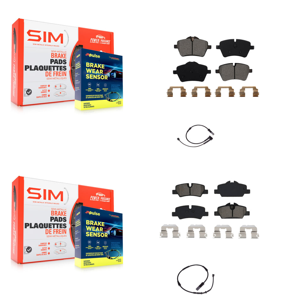 Front Rear Semi-Metallic Disc Brake Pads And Wear Sensors Kit For Mini Cooper KSW-100004